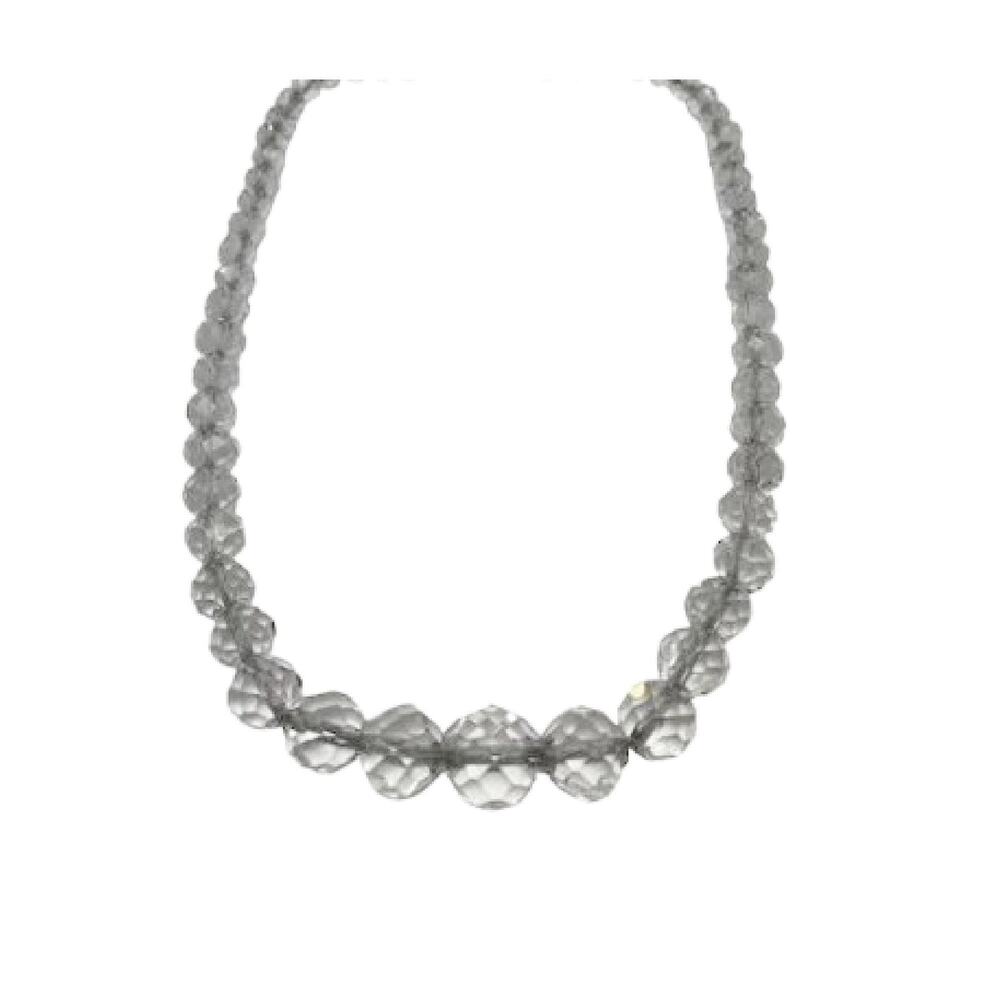 Vintage Crystal Glass Faceted Sphere Beaded Necklace, Mid Century Necklace